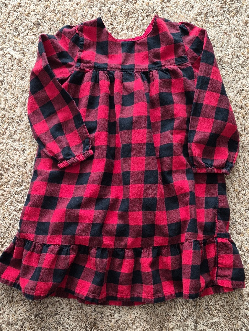 GAP Toddler Red and Black Buffalo Plaid Dress,lined, 5T